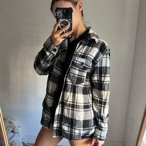 Urban outfitters Black and white plaid button up flannel shirt